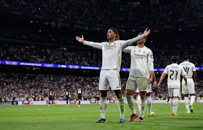 Celebración gol Bellingham Real Madrid contra Juventus