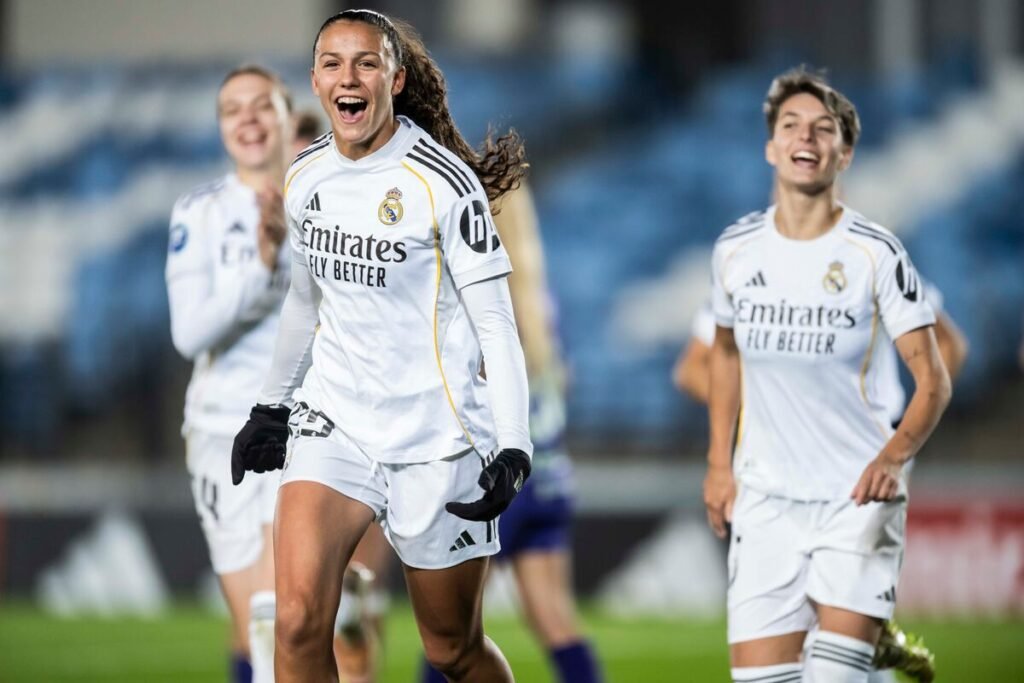 Celebración tras el gol al Alhama de Silvia Cristóbal